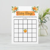 Oranje Little Cutie Baby shower Bingo Kaart (Staand voorkant)