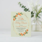 Oranje Little Cutie Green Baby shower Invitation (Staand voorkant)