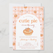 Oranje Little Cutie Pie Baby shower Uitnodiging (Voorkant)