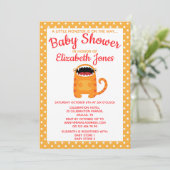 Oranje Little Monster Baby shower Invitation Kaart (Staand voorkant)