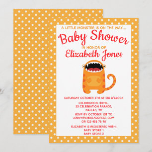 Oranje Little Monster Baby shower Invitation Kaart