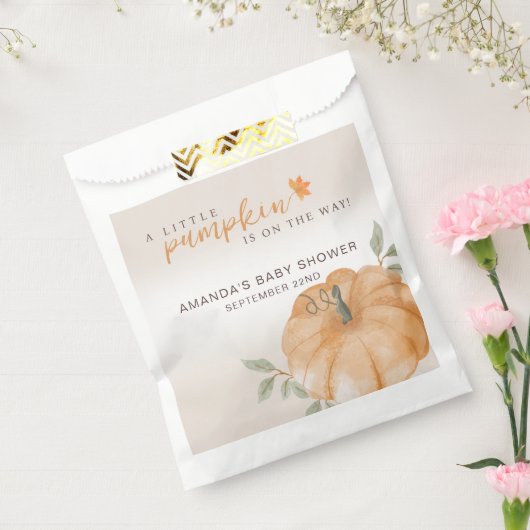 Oranje Little Pumpkin Autumn Herfst Baby shower Bedankzakje (Gezegeld)