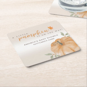 Oranje Little Pumpkin Autumn Herfst Baby shower Kartonnen Onderzetters
