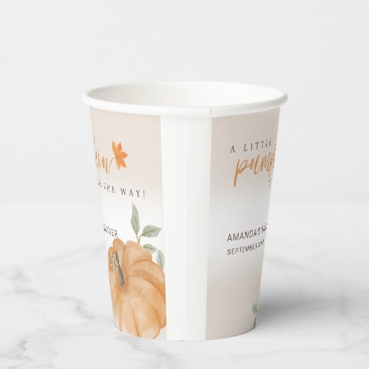 Oranje Little Pumpkin Autumn Herfst Baby shower Papieren Bekers (Rechts)