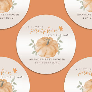 Oranje Little Pumpkin Autumn Herfst Baby shower Ronde Sticker