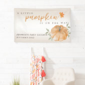 Oranje Little Pumpkin Autumn Herfst Baby shower Spandoek (Insitu)