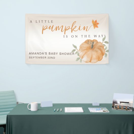Oranje Little Pumpkin Autumn Herfst Baby shower Spandoek (Beurs)