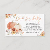 Oranje Little Pumpkin bloemenboek voor baby shower Informatiekaartje (Voorkant)