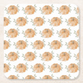Oranje Little Pumpkin Pattern Herfst Baby shower Kartonnen Onderzetters (Voorkant)