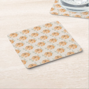 Oranje Little Pumpkin Pattern Herfst Baby shower Kartonnen Onderzetters