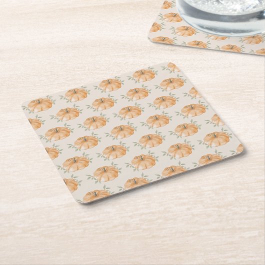 Oranje Little Pumpkin Pattern Herfst Baby shower Kartonnen Onderzetters (Schuin)