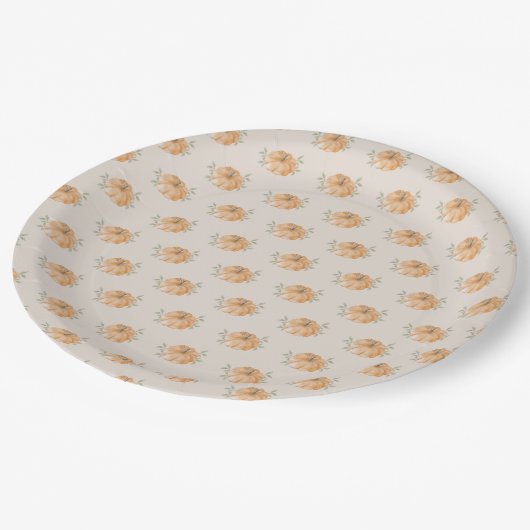 Oranje Little Pumpkin Pattern Herfst Baby shower Papieren Bordje (Gekanteld)