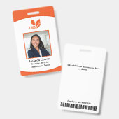 Oranje Logo Foto Barcode Werknemer Badge (Voor- en achterkant)