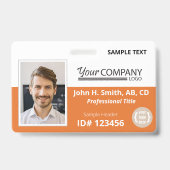 Oranje Logo Ingangs Werknemer Foto ID Badge (Voorzijde)