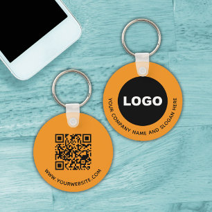 Oranje Logo QR Code Scan Me Promotioneel Sleutelhanger