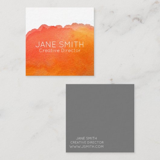 Oranje logo waterverf moderne creatieve industrie vierkante visitekaartje (Voorkant / Achterkant)