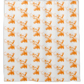 Oranje Longhorn Steer met Cowboy Pet Douchegordijn (Voorkant)