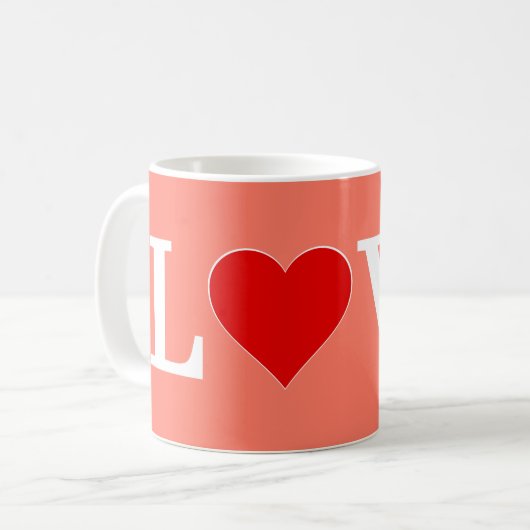 Oranje LOVE en hart Elegant Romantic Koffiemok (Voorkant links)