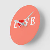 Oranje LOVE en hart Elegant Romantic Ronde Klok (Hoek)