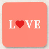 Oranje LOVE en Heart Moderne Eelegant Bier Onderzetter (Voorkant)