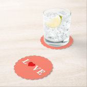 Oranje LOVE en Heart Moderne Eelegant Kartonnen Onderzetters (Insitu)