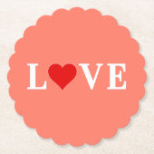 Oranje LOVE en Heart Moderne Eelegant Kartonnen Onderzetters (Voorkant)