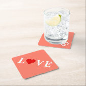 Oranje LOVE en Heart Moderne Eelegant Kartonnen Onderzetters (Insitu)