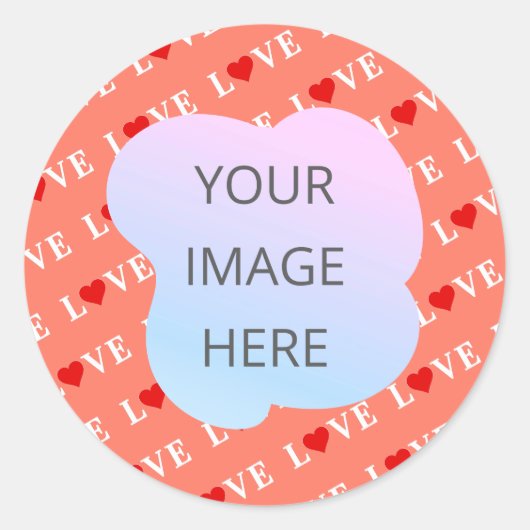 Oranje LOVE-hart Ronde Sticker (Voorkant)