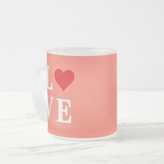 Oranje LOVE Modern Stijlvol Matglas Koffiemok (Voorkant links)