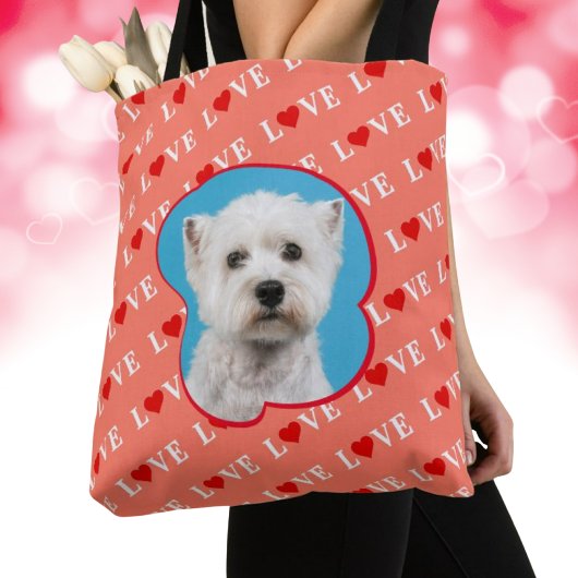 Oranje LOVE Moderne Elegant Custom Photo Tote Bag