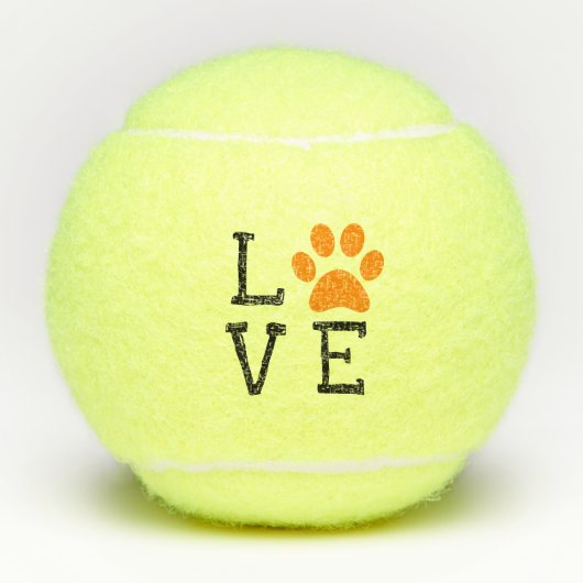 Oranje LOVE Pw Print Tennis en Dierenvriend Tennisballen (Voorkant)