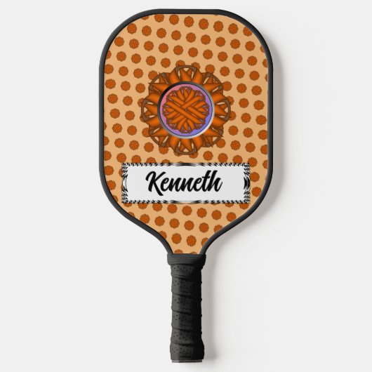 Oranje lozentribbon door Kenneth Yoncich Pickleball Paddle (Voorkant)