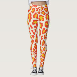 Oranje luipaard afdrukken leggings
