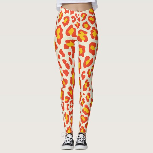 Oranje luipaard afdrukken leggings (Voorkant)