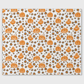 Oranje luipaard print pompoenpatroon Halloween Cadeaupapier (Vlak)