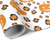 Oranje luipaard print pompoenpatroon Halloween Cadeaupapier (Rol Hoek)