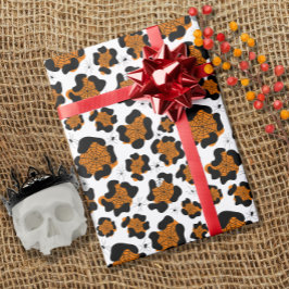 Oranje luipaard print spinpatroon Halloween Cadeaupapier