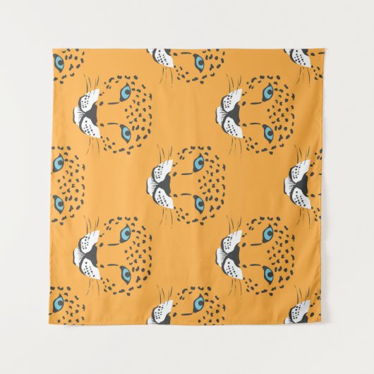 Oranje luipaardkop, naadloos patroon. wandkleed (Voorkant (horizontaal))