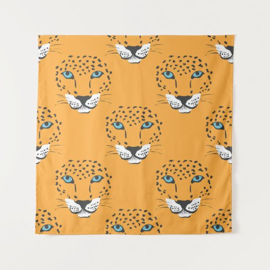 Oranje luipaardkop, naadloos patroon. wandkleed (Voorkant)
