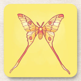 Oranje Luna Moth Art – Kleurrijk Insect Bier Onderzetter