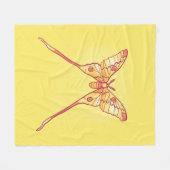Oranje Luna Moth Art – Kleurrijk Insect Fleece Deken (Voorkant (Horizontaal))