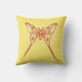 Oranje Luna Moth Art – Kleurrijk Insect Kussen (Achterkant)