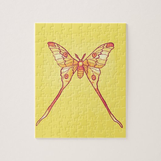 Oranje Luna Moth Art – Kleurrijk Insect Legpuzzel (Verticaal)