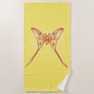 Oranje Luna Moth Art – Kleurrijk Insect Strandlaken