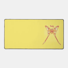 Oranje Luna Moth Art – Kleurrijke Insectenkunst Bureaumat