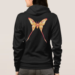 Oranje Luna-moth-kunst – Kleurrijke insect Hoodie
