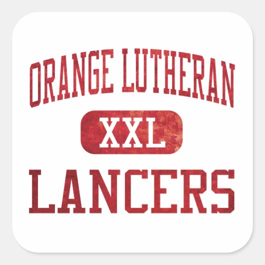 Oranje Lutheran Lancers Atletiek Vierkante Sticker (Voorkant)