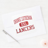 Oranje Lutheran Lancers Atletiek Vierkante Sticker (Envelop)