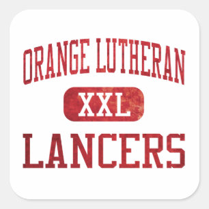 Oranje Lutheran Lancers Atletiek Vierkante Sticker