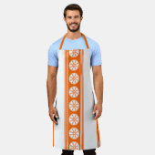 Oranje Luxe Jacquard Strepen Schort (Gedragen)